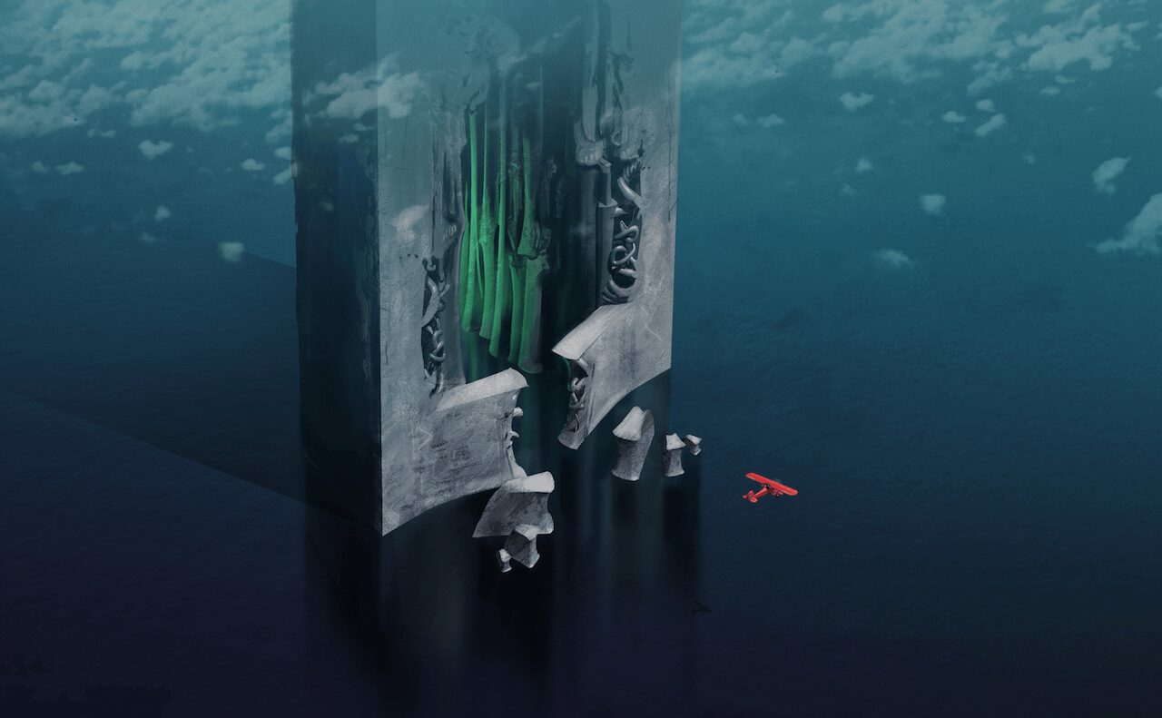 ABOVE - Giant mystic gate piercing out of the ocean