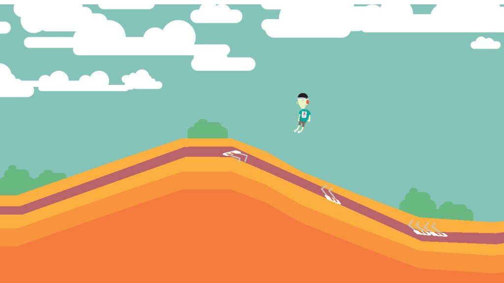 WHAT THE GOLF? - A character is jumping over a bunch of overturned hurdles