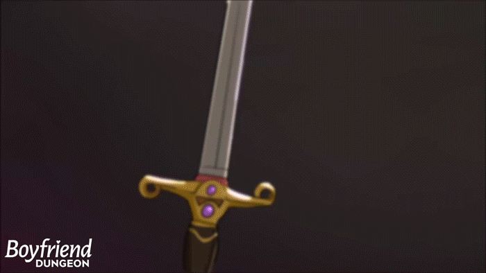 Boyfriend Dungeon - A dagger transforms into a woman weilding a paintbrush.
