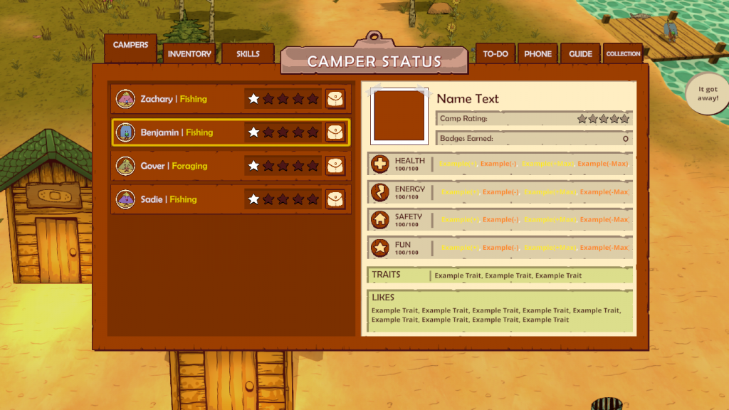 Camp Canyonwood - menu