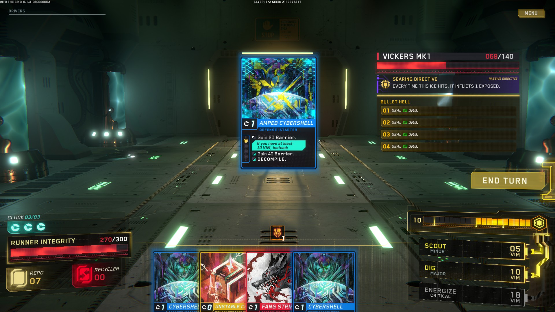 A Barrier card provides 20 extra when hoarding 10 VIM