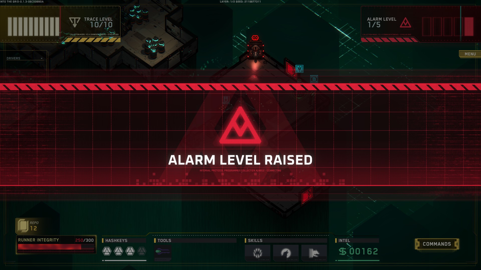 A large warning shows the Alert Level has been raised