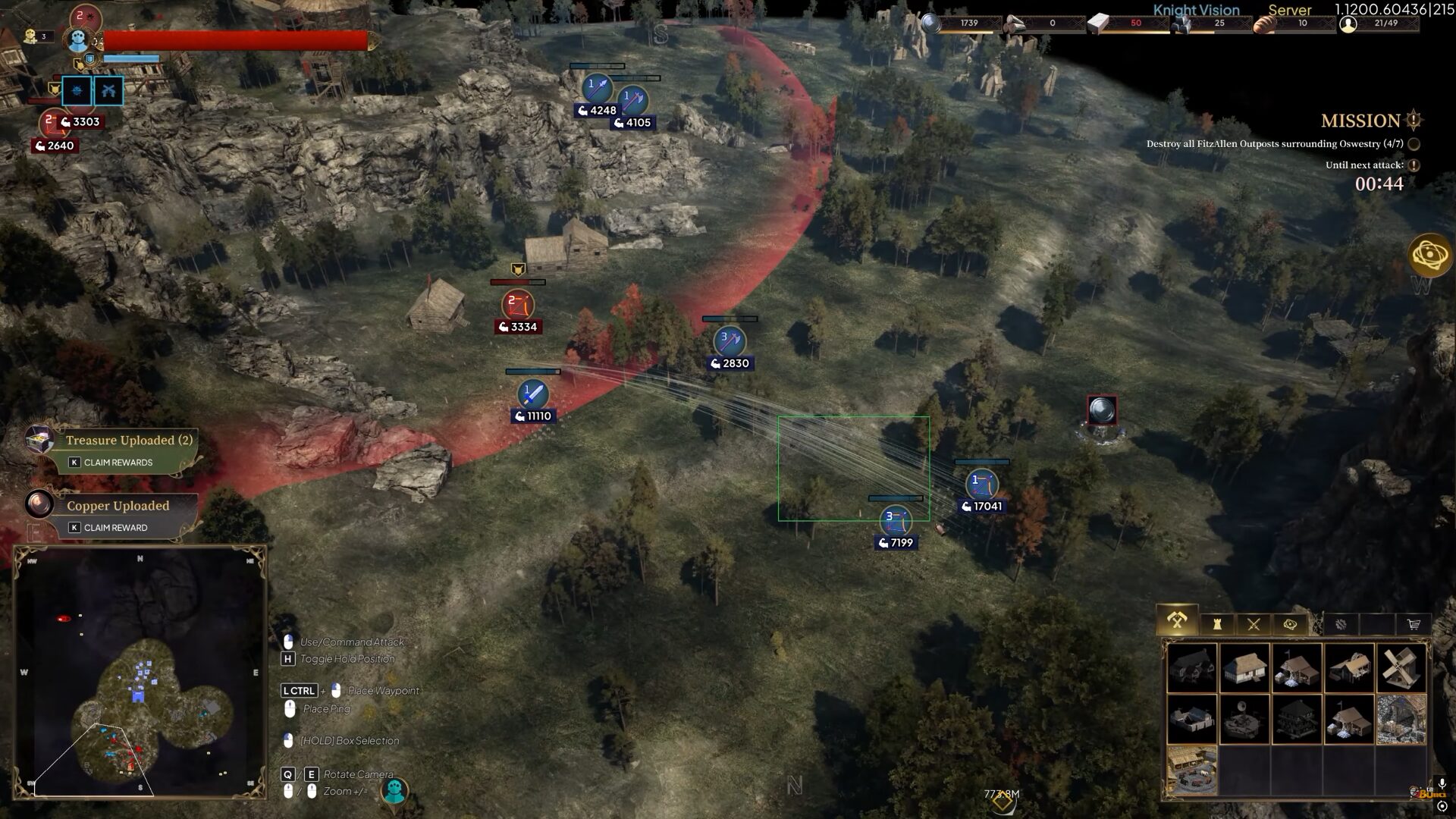 The strategy view in Kingmakers shows enemy units freindly units and weapon ranges from above